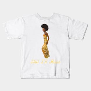 Still I’ll rise -light - black girl with Afro hair, shimmering gold dress and dark brown skin side profile. Kids T-Shirt